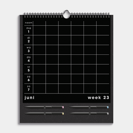 De Hobbit Familieplanner Markers 2026-2027 A3+ Zwart