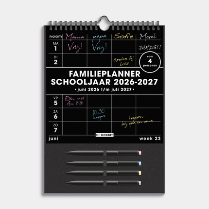De Hobbit Familieplanner Markers 2026-2027 A4+ Zwart