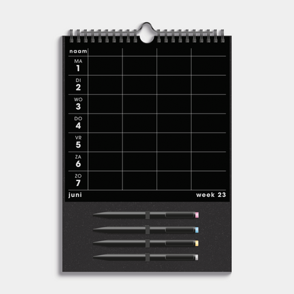 De Hobbit Familieplanner Markers 2026-2027 A4+ Zwart