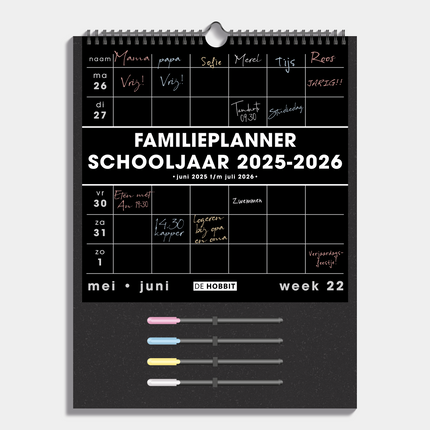 De Hobbit Familieplanner Schooljaar 2025 - 2026 A3