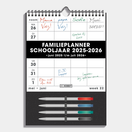 De Hobbit Familieplanner Schooljaar 2025 - 2026 A4 Wit