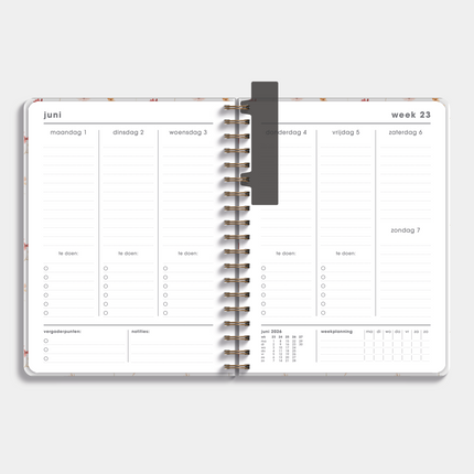 De Hobbit Lerarenagenda Basisonderwijs 2026-2027 ±A4 Aquarel Bloemetjes