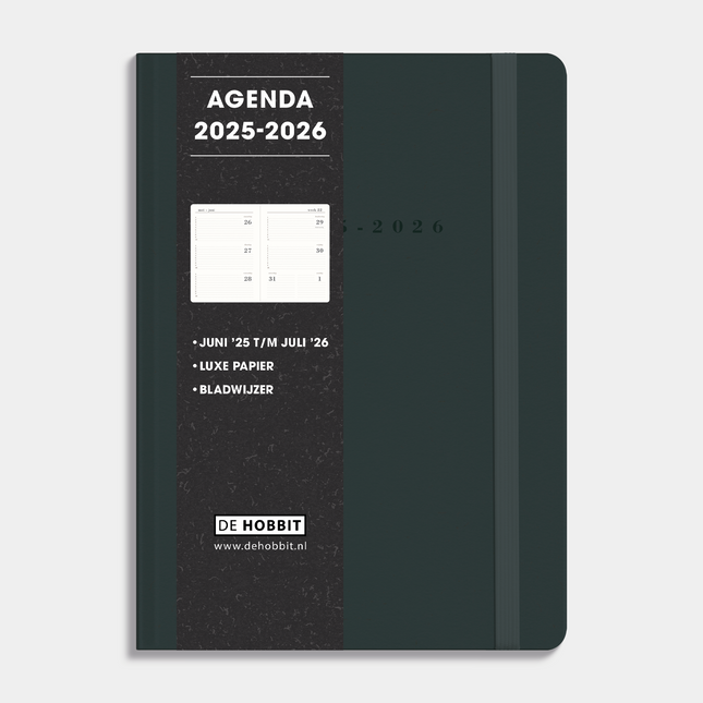 De Hobbit Luxe A5 Agenda 2025-2026 Suede Look Grijs