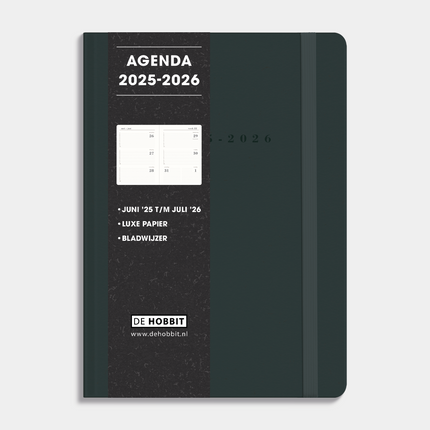 De Hobbit Luxe A5 Agenda 2025-2026 Suede Look Grijs