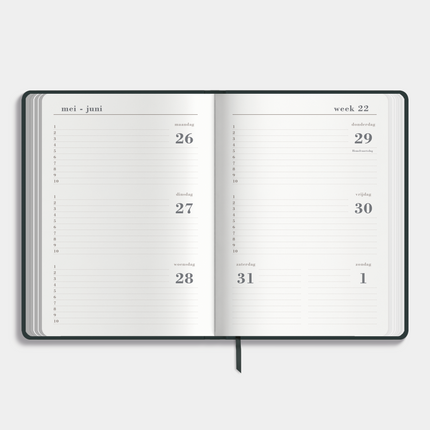 De Hobbit Luxe A5 Agenda 2025-2026 Suede Look Grijs