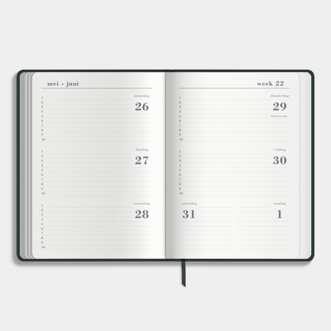 De Hobbit Luxe A5 Agenda 2025-2026 Suede Look Grijs
