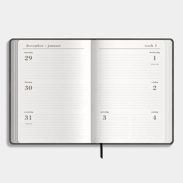 De Hobbit Luxe A5 Agenda 2026 Grijs