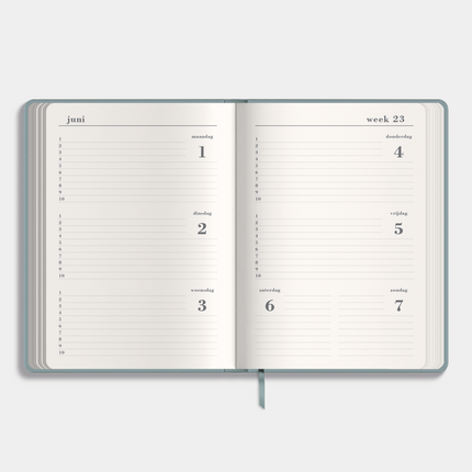 De Hobbit Luxe Schoolagenda 2026-2027 A5 Suedelook Grijsblauw