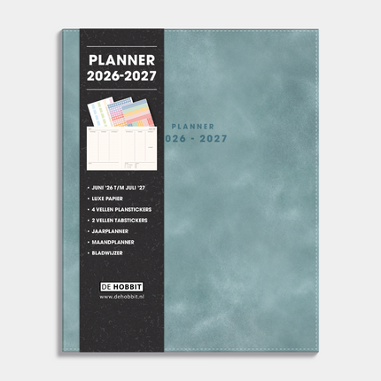 De Hobbit Luxe weekplanner 2026-2027 A5+ met suède-look