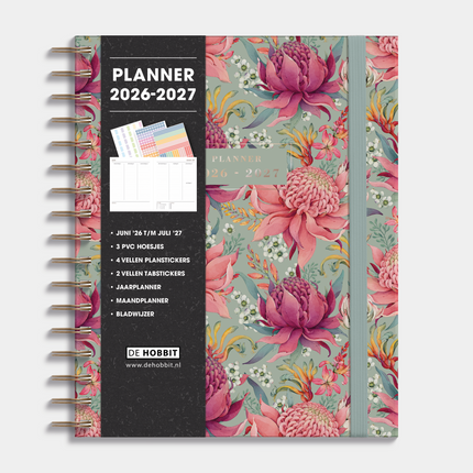 De Hobbit Luxe Weekplanner 2026-2027 A5+ Tropische Bloemen