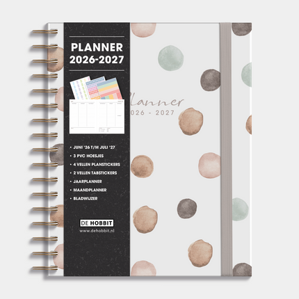 De Hobbit Luxe Weekplanner 2026-2027 A5+ Waterverf Stippen