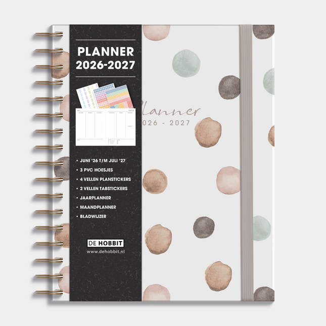 De Hobbit Luxe Weekplanner 2026-2027 A5+ Waterverf Stippen