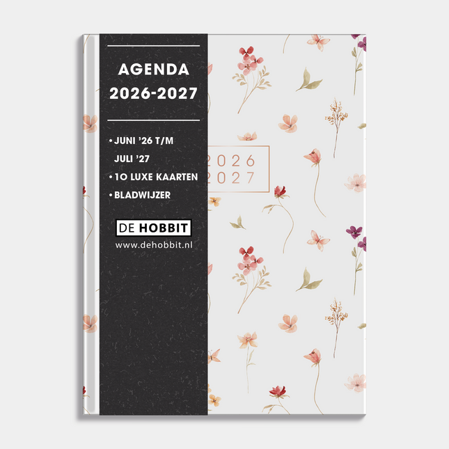 De Hobbit Pocket Agenda 2026-2027 A6 Aquarel Bloemetjes