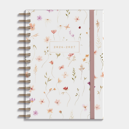 De Hobbit Ringband Agenda 2026-2027 A5 Aquarel Bloemetjes