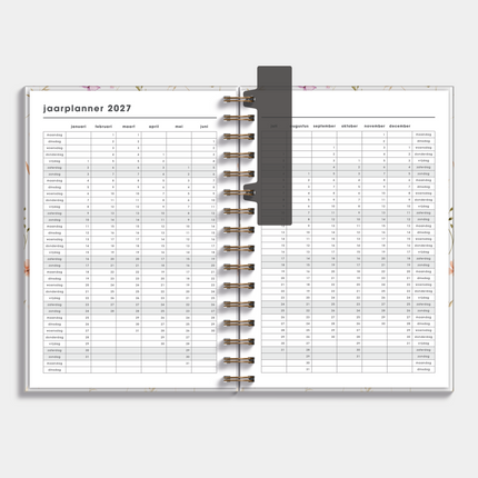 De Hobbit Ringband Agenda 2026-2027 A5 Aquarel Bloemetjes