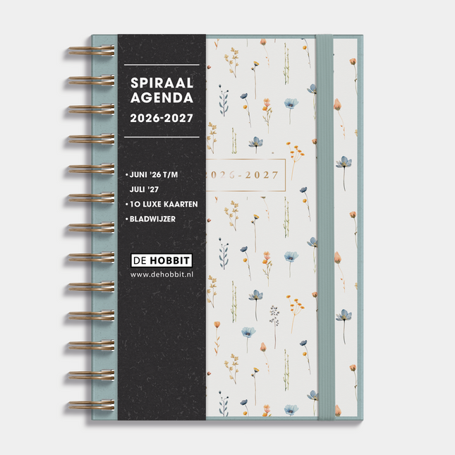 De Hobbit Ringband Agenda 2026-2027 Medium Aquarel Bloemetjes