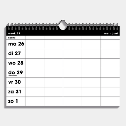 De Hobbit Spiraal Familieplanner 2026 -  2027 Zwart