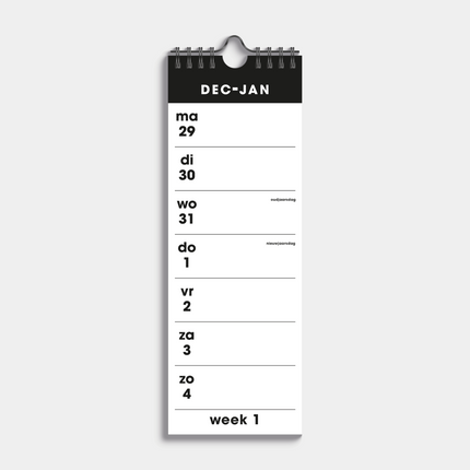 De Hobbit Weekkalender Smal 2026 Zwart