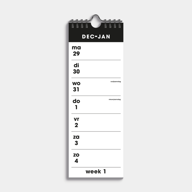 De Hobbit Weekkalender Smal 2026 Zwart