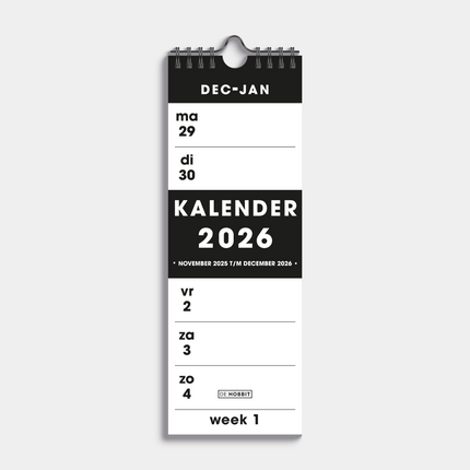 De Hobbit Weekkalender Smal 2026 Zwart