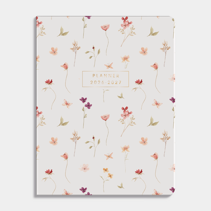 De Hobbit Weekplanner 2026-2027 ±A4 Washed Kraft Bloemetjes