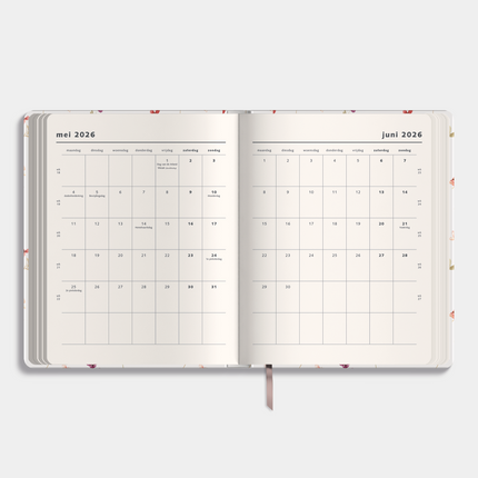 De Hobbit Weekplanner 2026-2027 ±A4 Washed Kraft Bloemetjes