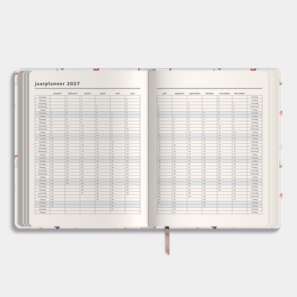 De Hobbit Weekplanner 2026-2027 ±A4 Washed Kraft Bloemetjes