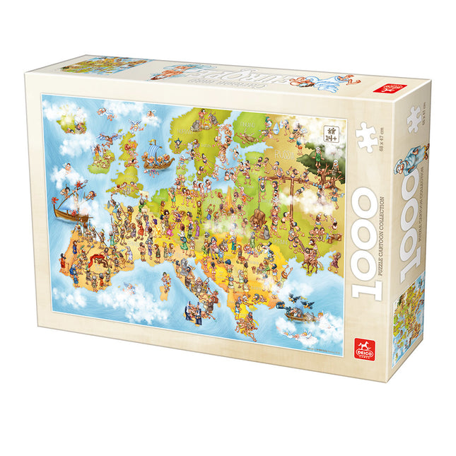 Deico Cartoon Map of Europe Puzzel 1000 Stukjes
