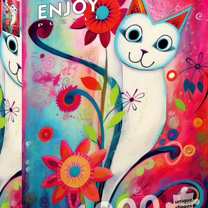 Enjoy A Happy White Cat Puzzel 1000 Stukjes