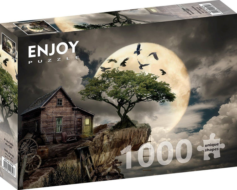 Enjoy A Log Cabin on a Cliff Puzzel 1000 Stukjes