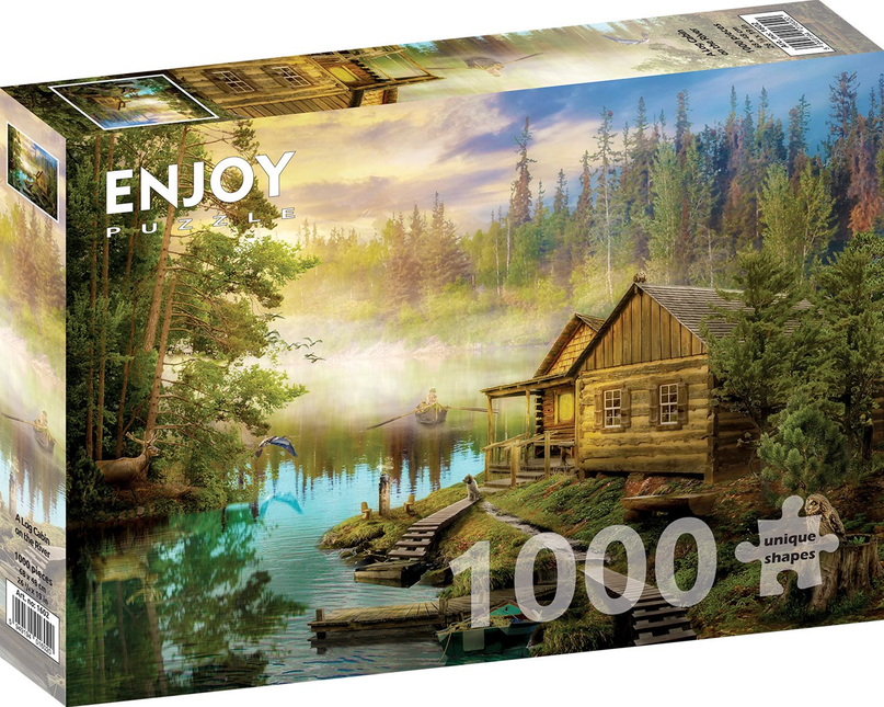 Enjoy A Log Cabin on the River Puzzel 1000 Stukjes