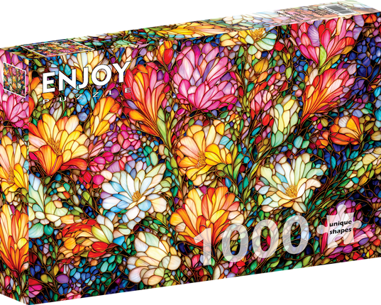 Enjoy Abstract Stained Glass Flower Garden Puzzel 1000 Stukjes