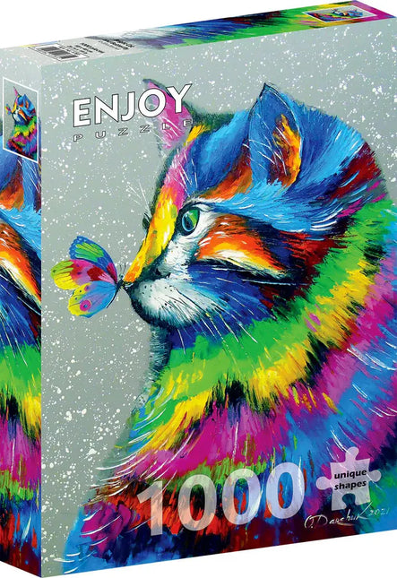 Enjoy Bright Cat and Butterfly Puzzel 1000 Stukjes