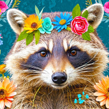 Enjoy Floral Raccoon Puzzel 1000 Stukjes