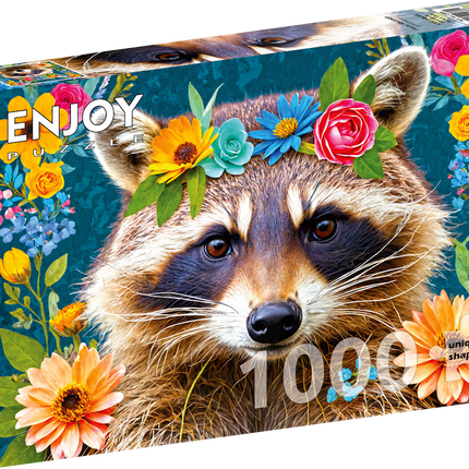 Enjoy Floral Raccoon Puzzel 1000 Stukjes