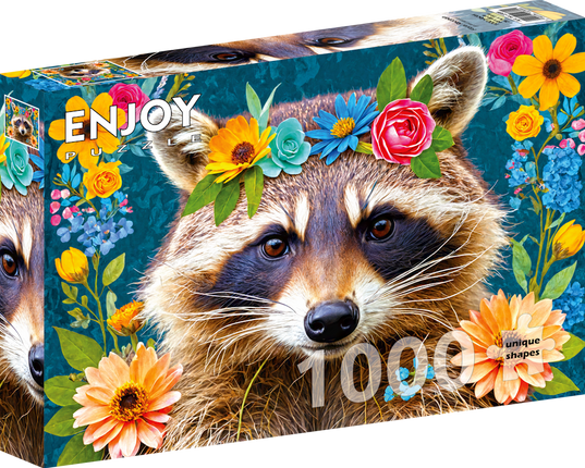 Enjoy Floral Raccoon Puzzel 1000 Stukjes