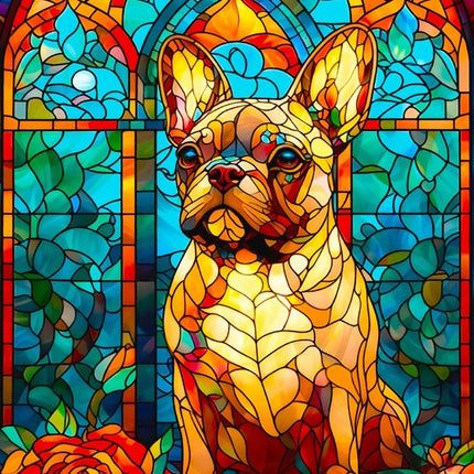 Enjoy French Bulldog Stained Glass Puzzel 1000 Stukjes