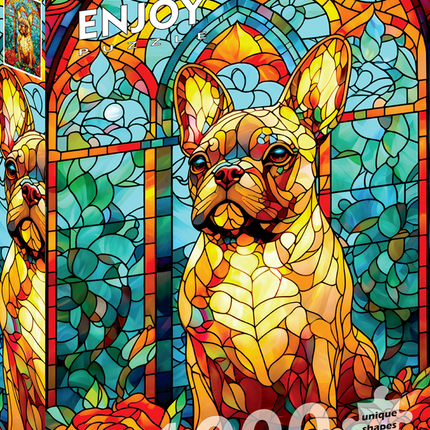 Enjoy French Bulldog Stained Glass Puzzel 1000 Stukjes