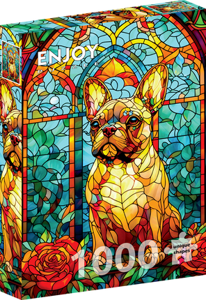 Enjoy French Bulldog Stained Glass Puzzel 1000 Stukjes