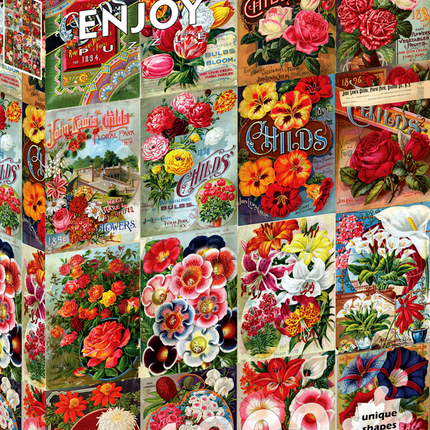 Enjoy Vintage Flower Seed Catalog Collage Puzzel 1000 Stukjes
