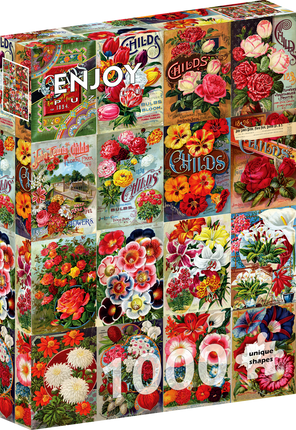 Enjoy Vintage Flower Seed Catalog Collage Puzzel 1000 Stukjes