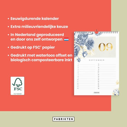 Fabrikten Verjaardagskalender Delfts A4