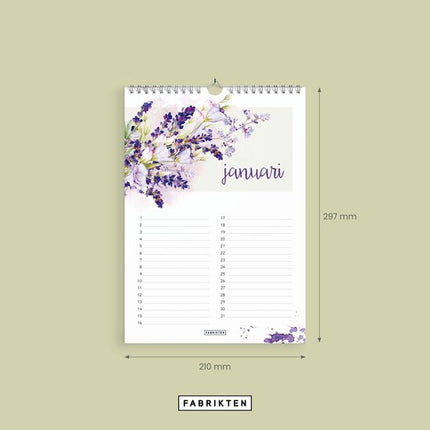 Fabrikten Verjaardagskalender Lavendel A4