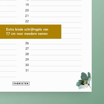 Fabrikten Verjaardagskalender Romance A4