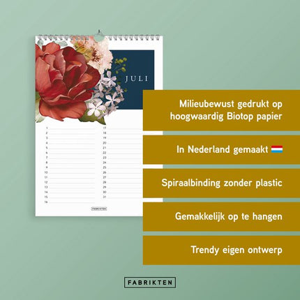 Fabrikten Verjaardagskalender Romance A4