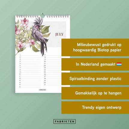 Fabrikten Verjaardagskalender Tropisch A4