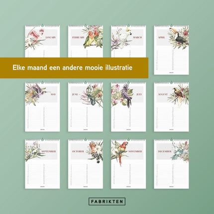 Fabrikten Verjaardagskalender Tropisch A4