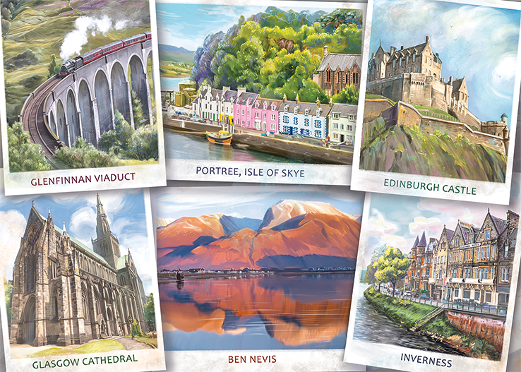 Falcon Greetings from Scotland Puzzel 1000 Stukjes