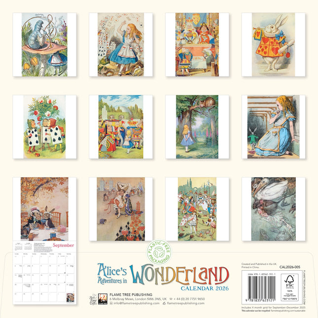 Flame Tree Alice in Wonderland Kalender 2026