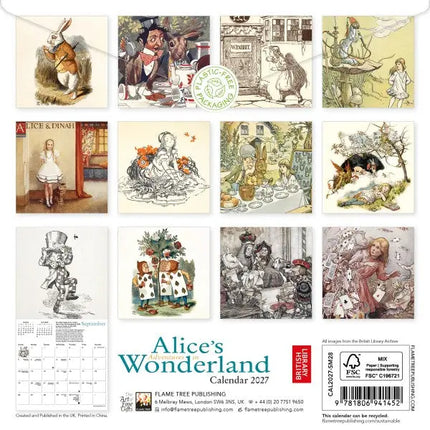 Flame Tree Alice's Adventures in Wonderland Kalender 2027 Mini